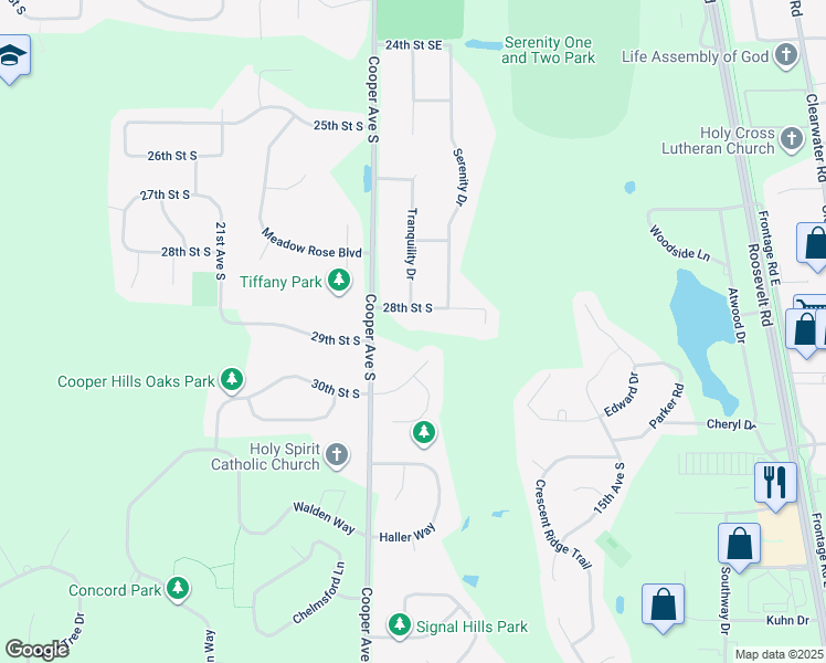 map of restaurants, bars, coffee shops, grocery stores, and more near 1805 30th Street South in St. Cloud