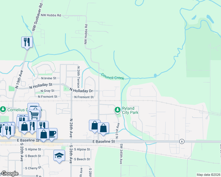 map of restaurants, bars, coffee shops, grocery stores, and more near 2987 North Irvine Street in Cornelius