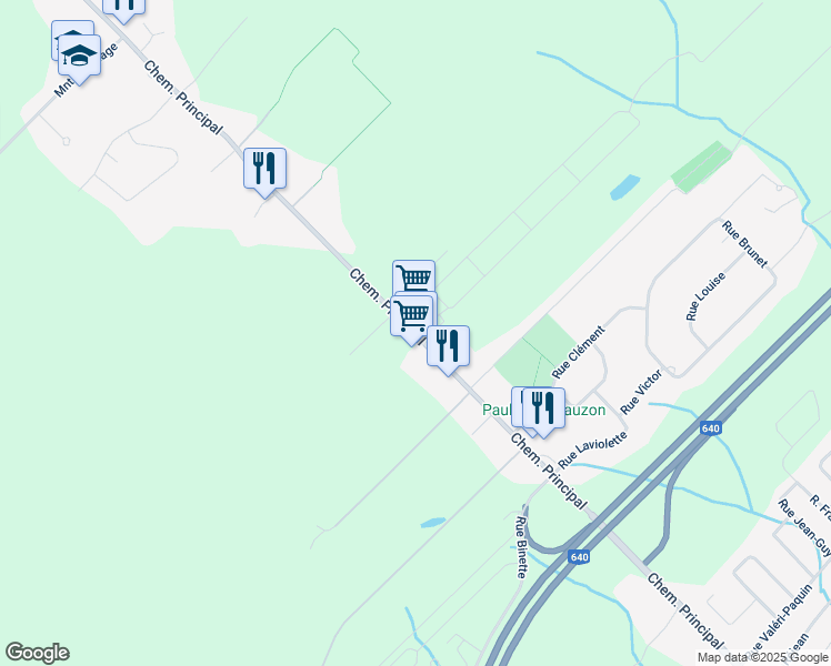 map of restaurants, bars, coffee shops, grocery stores, and more near 940 Chemin Principal in Laurentides