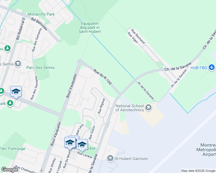 map of restaurants, bars, coffee shops, grocery stores, and more near 4450 Rue du R-100 in Longueuil