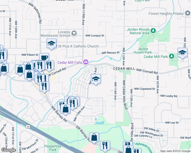 map of restaurants, bars, coffee shops, grocery stores, and more near 700 Northwest 118th Avenue in Portland