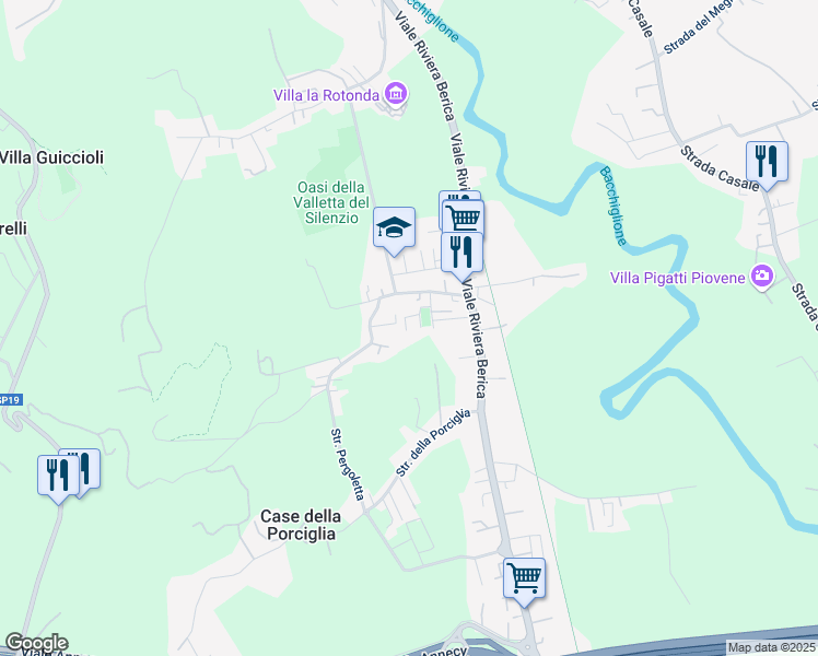 map of restaurants, bars, coffee shops, grocery stores, and more near 15 Via Vulcano in Vicenza