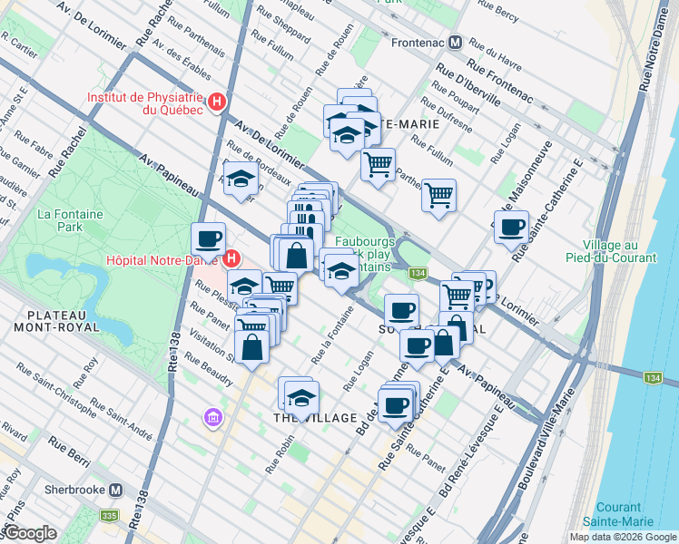 map of restaurants, bars, coffee shops, grocery stores, and more near 1830 Avenue Lalonde in Montrã©Al