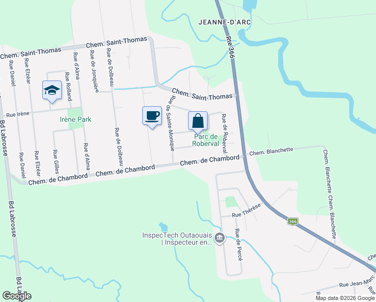 map of restaurants, bars, coffee shops, grocery stores, and more near 20 Rue Saint-Prime in Gatineau