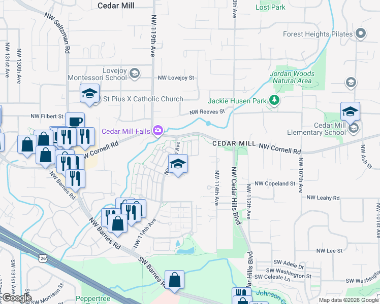 map of restaurants, bars, coffee shops, grocery stores, and more near 730 Northwest 118th Avenue in Portland