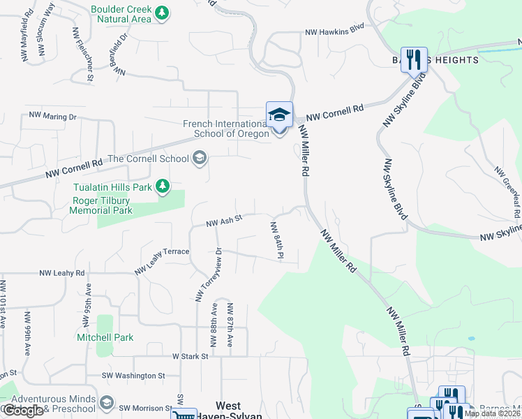 map of restaurants, bars, coffee shops, grocery stores, and more near 970 Northwest 86th Avenue in Portland