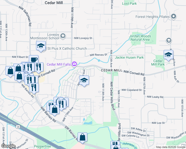 map of restaurants, bars, coffee shops, grocery stores, and more near 730 Northwest 118th Avenue in Portland