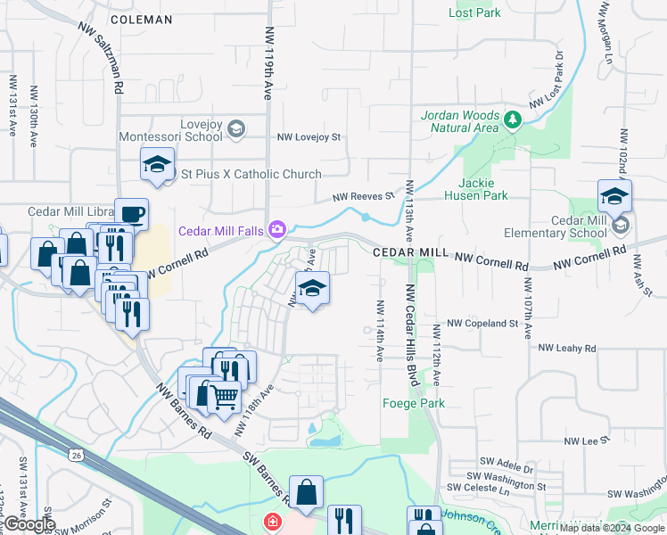 map of restaurants, bars, coffee shops, grocery stores, and more near 730 Northwest 118th Avenue in Portland