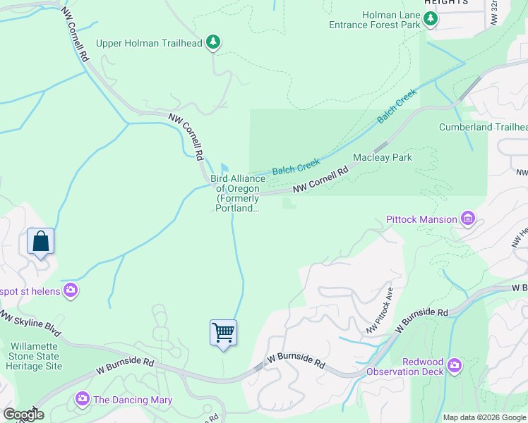 map of restaurants, bars, coffee shops, grocery stores, and more near 5000 Northwest Cornell Road in Portland