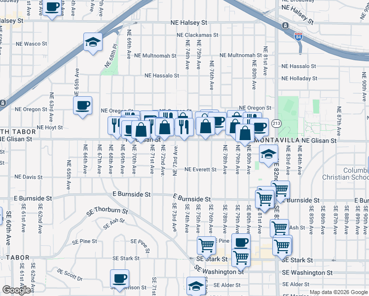 map of restaurants, bars, coffee shops, grocery stores, and more near in Portland