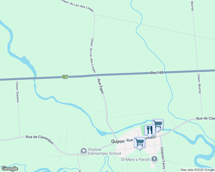 map of restaurants, bars, coffee shops, grocery stores, and more near 9 5e Av in Quyon