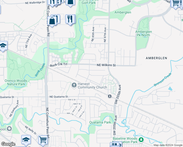 map of restaurants, bars, coffee shops, grocery stores, and more near 20777 Northeast Trailwalk Drive in Hillsboro