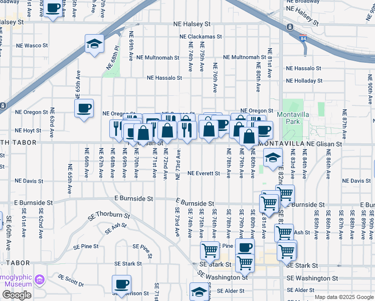 map of restaurants, bars, coffee shops, grocery stores, and more near in Portland
