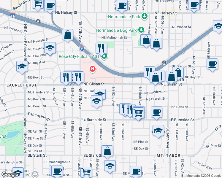 map of restaurants, bars, coffee shops, grocery stores, and more near in Portland