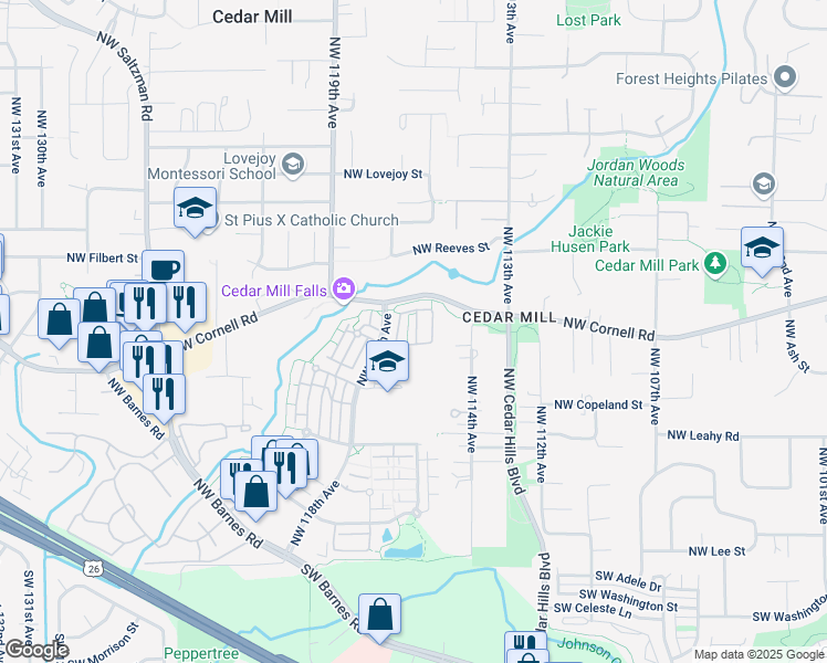 map of restaurants, bars, coffee shops, grocery stores, and more near 730 Northwest 118th Avenue in Portland