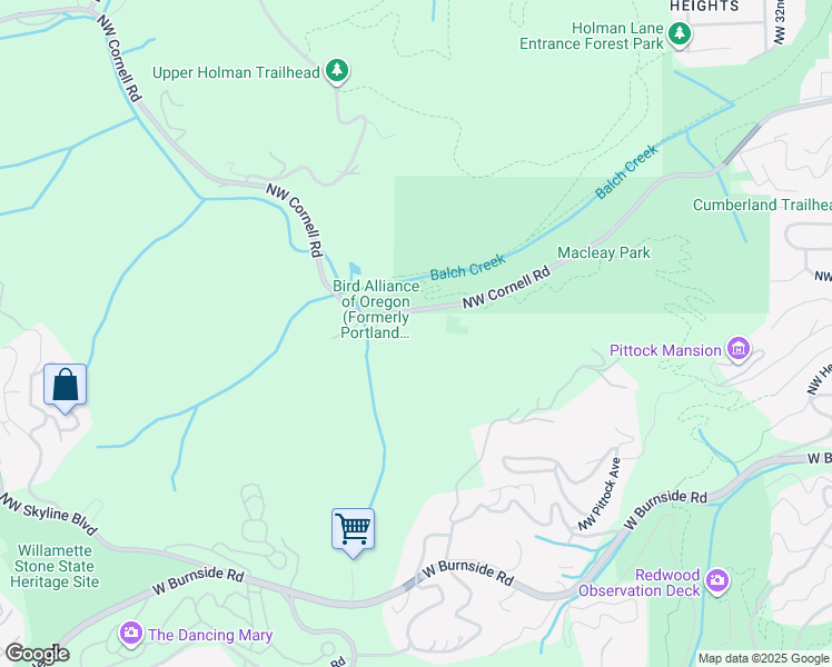 map of restaurants, bars, coffee shops, grocery stores, and more near 5000 Northwest Cornell Road in Portland
