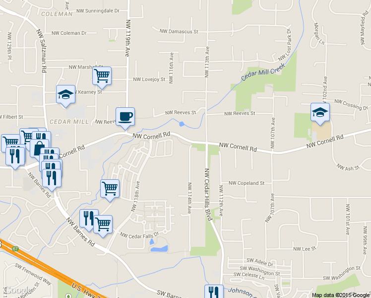 map of restaurants, bars, coffee shops, grocery stores, and more near 855 NW 114th Ave in Portland