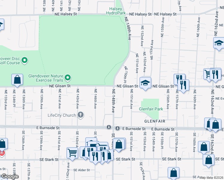 map of restaurants, bars, coffee shops, grocery stores, and more near 437 Northeast 148th Avenue in Portland