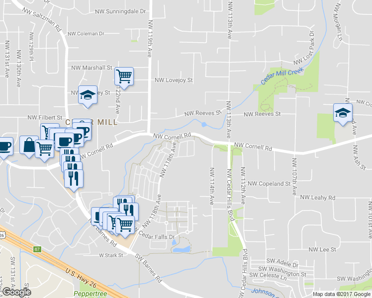 map of restaurants, bars, coffee shops, grocery stores, and more near 730 Northwest 118th Avenue in Portland