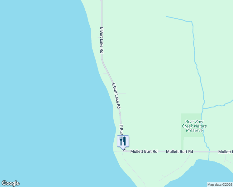 map of restaurants, bars, coffee shops, grocery stores, and more near 4372 East Burt Lake Road in Cheboygan