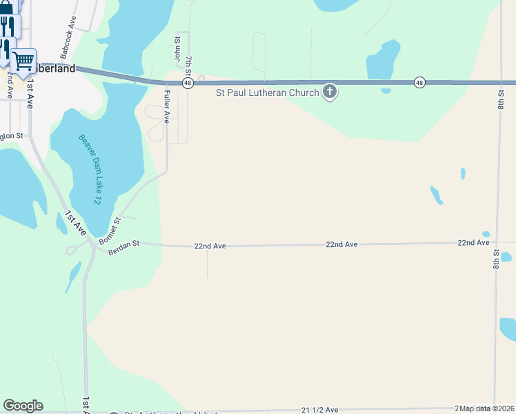 map of restaurants, bars, coffee shops, grocery stores, and more near 736 22nd Avenue in Cumberland