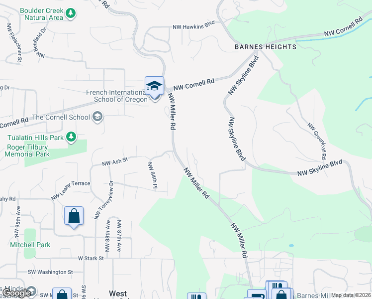 map of restaurants, bars, coffee shops, grocery stores, and more near 400 Northwest Miller Road in Portland
