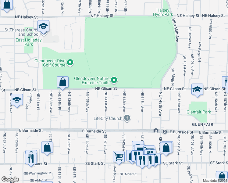 map of restaurants, bars, coffee shops, grocery stores, and more near 14208 Glendoveer Golf Course in Portland