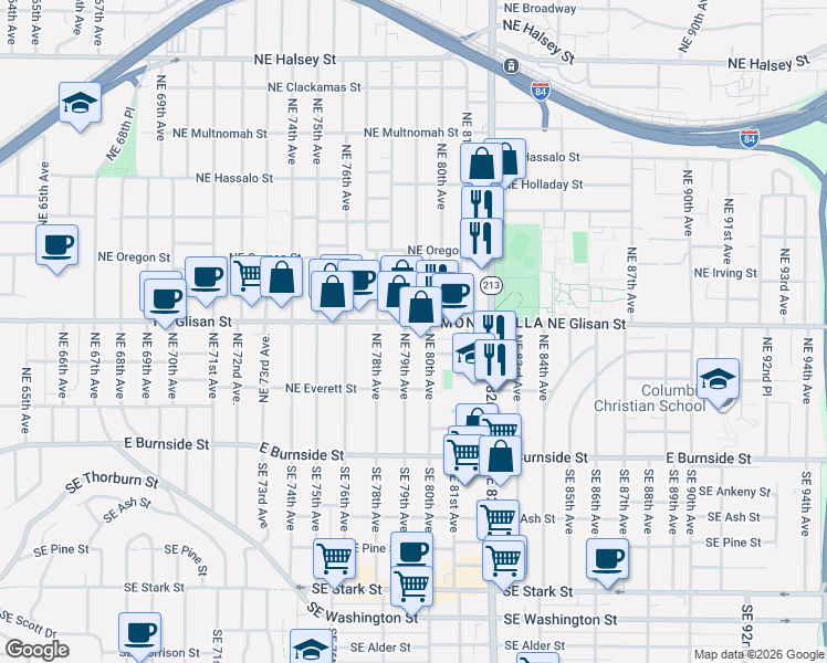 map of restaurants, bars, coffee shops, grocery stores, and more near in Portland