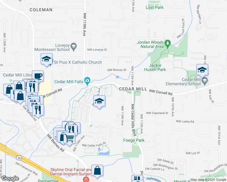 map of restaurants, bars, coffee shops, grocery stores, and more near 730 Northwest 118th Avenue in Portland
