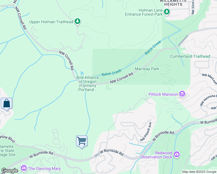map of restaurants, bars, coffee shops, grocery stores, and more near 4300 Northwest Cornell Road in Portland