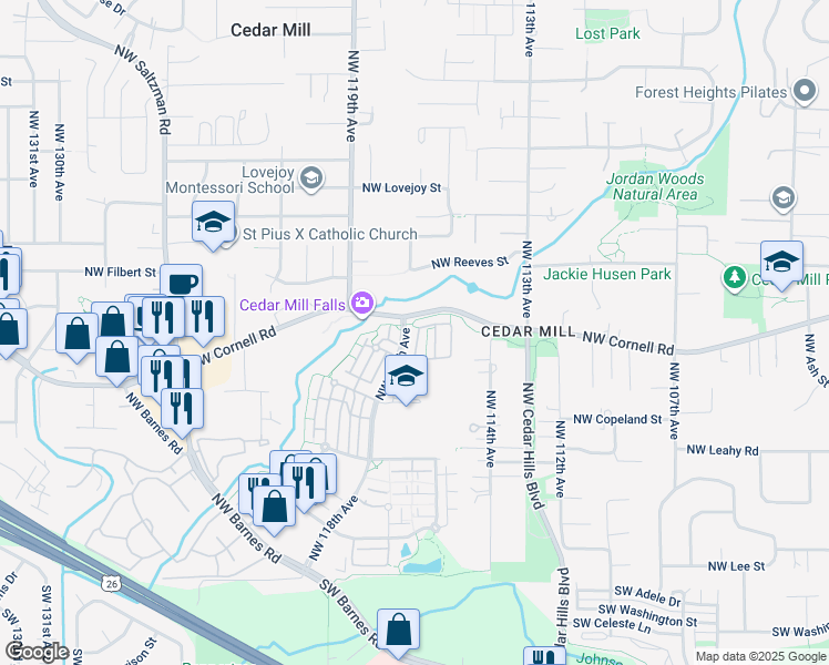map of restaurants, bars, coffee shops, grocery stores, and more near 818 Northwest 118th Avenue in Portland