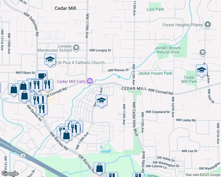 map of restaurants, bars, coffee shops, grocery stores, and more near 730 Northwest 118th Avenue in Portland