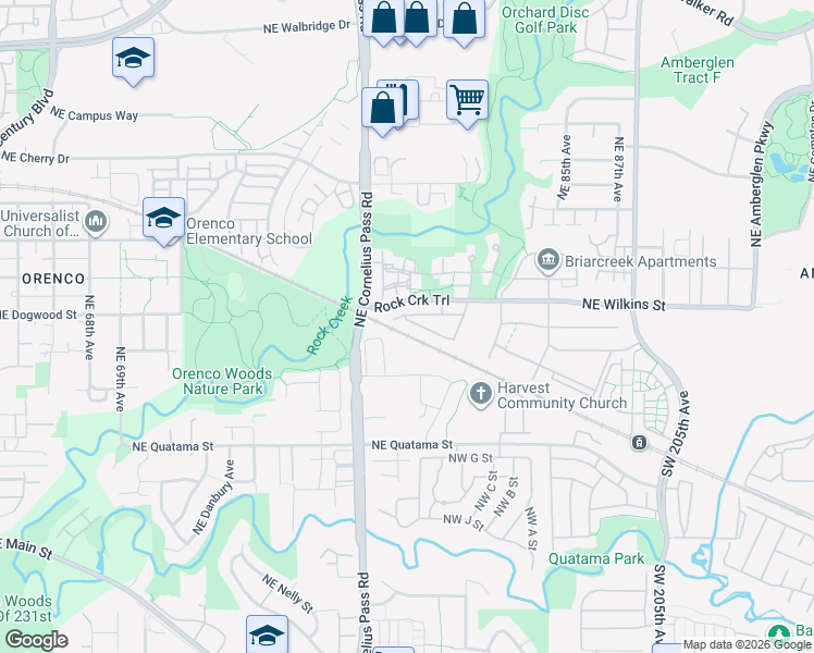 map of restaurants, bars, coffee shops, grocery stores, and more near 21514 Northeast Miriam Way in Hillsboro