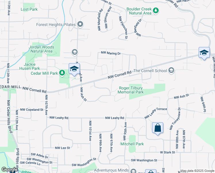 map of restaurants, bars, coffee shops, grocery stores, and more near 942 Northwest Ash Creek Lane in Portland