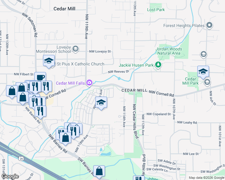 map of restaurants, bars, coffee shops, grocery stores, and more near 772 Northwest 118th Avenue in Portland
