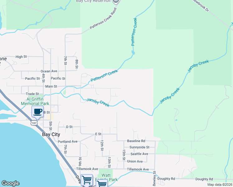 map of restaurants, bars, coffee shops, grocery stores, and more near 6575 Trade Street in Bay City