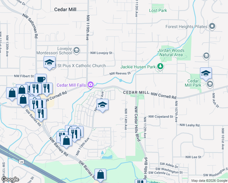map of restaurants, bars, coffee shops, grocery stores, and more near 730 Northwest 118th Avenue in Portland