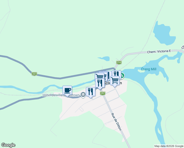 map of restaurants, bars, coffee shops, grocery stores, and more near 65 Rue Albert in Scotstown
