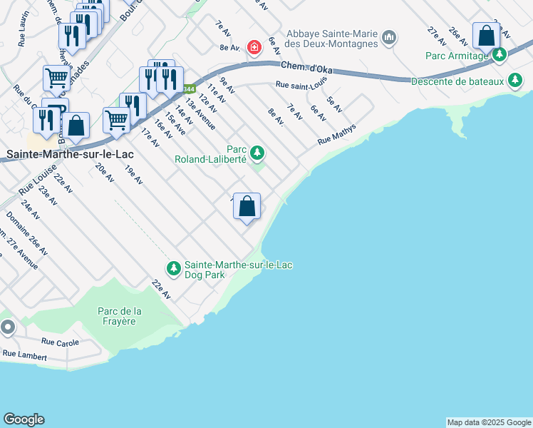 map of restaurants, bars, coffee shops, grocery stores, and more near 2932 Rue des Érables in Saint-Eustache