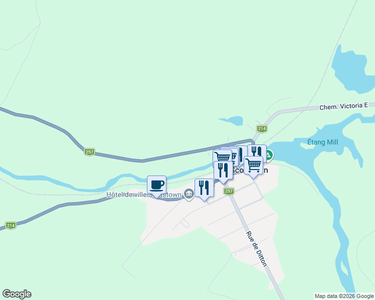 map of restaurants, bars, coffee shops, grocery stores, and more near 86 Rue Albert in Scotstown