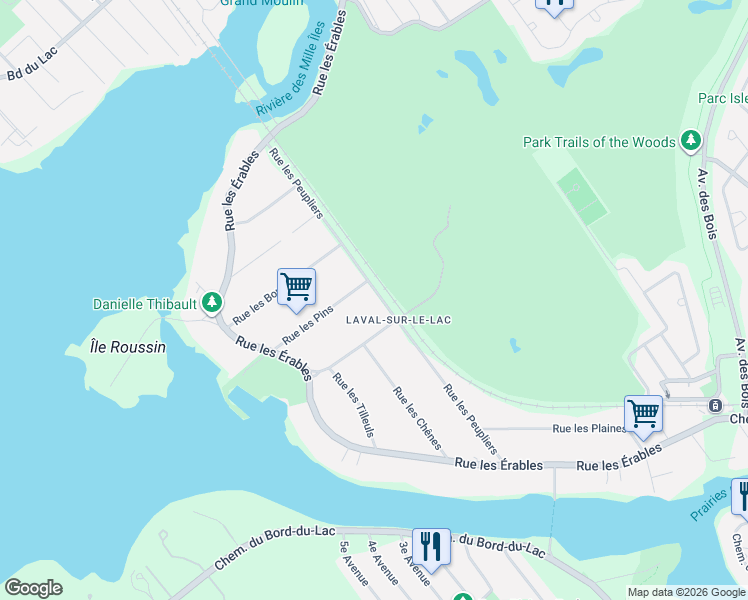 map of restaurants, bars, coffee shops, grocery stores, and more near 181 Rue les Peupliers in Laval