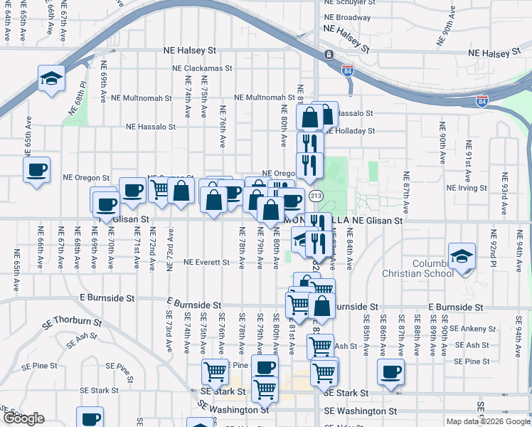 map of restaurants, bars, coffee shops, grocery stores, and more near in Portland