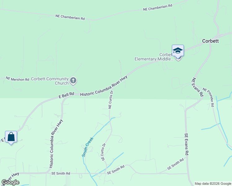 map of restaurants, bars, coffee shops, grocery stores, and more near 532 Northeast Curtis Drive in Corbett