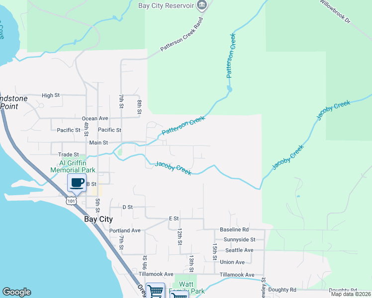 map of restaurants, bars, coffee shops, grocery stores, and more near 6455 Main Street in Bay City