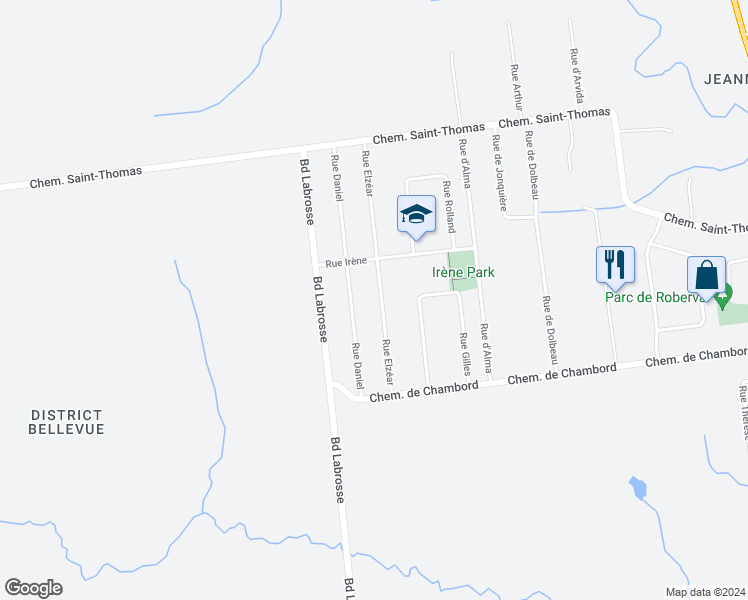 map of restaurants, bars, coffee shops, grocery stores, and more near 1331 Rue Elzéar in Gatineau