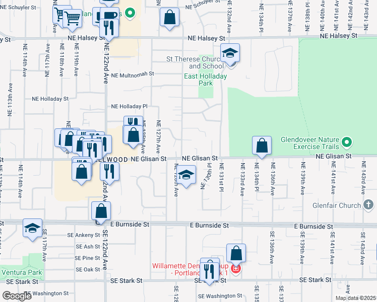 map of restaurants, bars, coffee shops, grocery stores, and more near in Portland