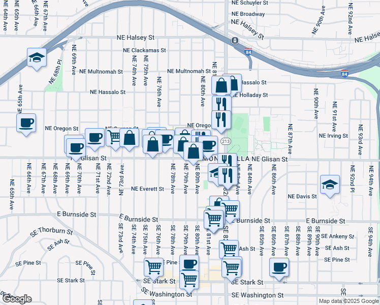 map of restaurants, bars, coffee shops, grocery stores, and more near in Portland