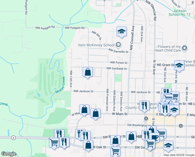 map of restaurants, bars, coffee shops, grocery stores, and more near 440 Northwest Yonia Court in Hillsboro