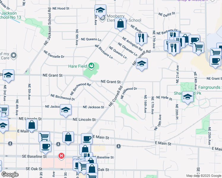map of restaurants, bars, coffee shops, grocery stores, and more near 1132 Northeast Turner Drive in Hillsboro