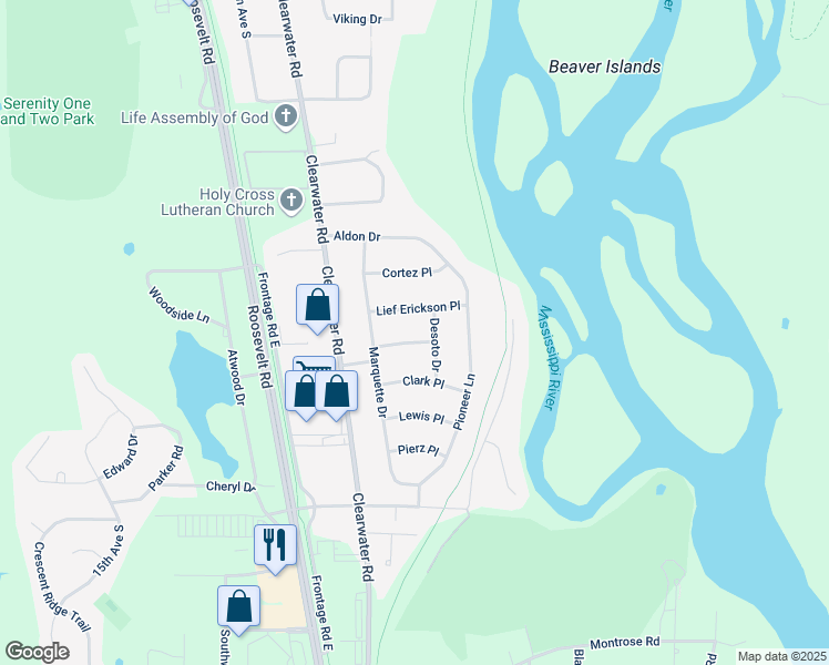 map of restaurants, bars, coffee shops, grocery stores, and more near 822 Lasalle Place in St. Cloud